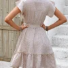 European And American Cross-Border Women's Fashionable And Elegant Belt, Lotus Leaf Sleeve Dress - Image 3