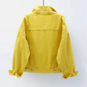 Solid Short Women's Denim Coat Spring Autumn Female Loose Jeans Jacket Purple Student Casual Outwear White Pink Yellow Red Black - Image 5