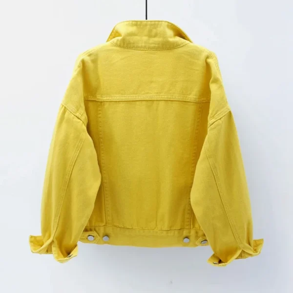 Solid Short Women's Denim Coat Spring Autumn Female Loose Jeans Jacket Purple Student Casual Outwear White Pink Yellow Red Black - Image 5