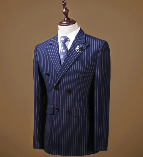 Olive Green Men's Suit 2 Pieces Pinstripe Notched Lapel Tuxedos Groomman For Wedding New Burgundy,BLACK（blazer+pants） - Image 5