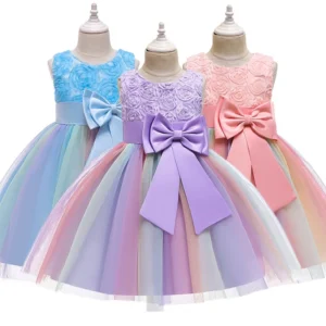 Baby Girl Dress 2-12Y Girl Summer Lace Princess Dress Children Floral Gown Dresses For Girls Clothing Kids Birthday Party Dress