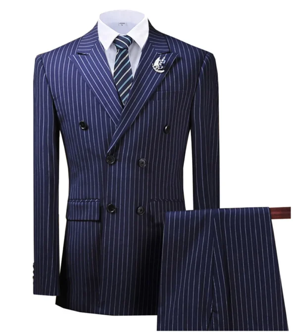 Olive Green Men's Suit 2 Pieces Pinstripe Notched Lapel Tuxedos Groomman For Wedding New Burgundy,BLACK（blazer+pants） - Image 4
