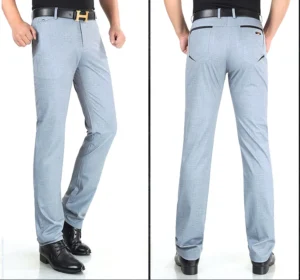 Stretch Formal DressTrousers For Men Summer Straight Classic Men's Total Freedom Relaxed Classic Fit Flat Front Pant - Image 3