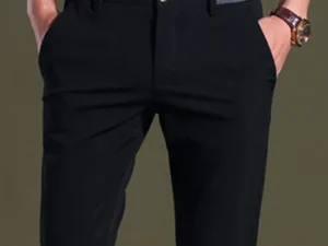Dress Trousers for Men Elastic Premium Business Pants No-Iron Straight-Fit Flat-Front Men Suit Pants Fashion Dress Pants Formal