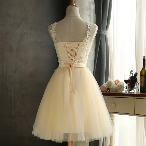 KMX-65X#Lace Up Champagne Grey Red Short bridesmaid Dresses Wholesale Cheap Wedding Party Dress Grls Prom Gown 2024 Wholesale - Image 4