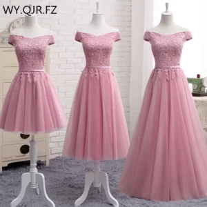 WYHS-90D#Bean Paste Pink Grey Blue Champagne Organza Bridesmaid Dress Long Short Free Customization Large Size Cheap Wholesale