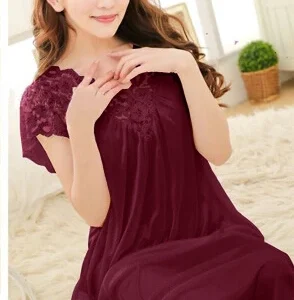 Free shipping women red lace sexy nightdress girls plus size Large size Sleepwear nightgown night dress skirt Y02-4