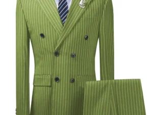 Olive Green Men's Suit 2 Pieces Pinstripe Notched Lapel Tuxedos Groomman For Wedding New Burgundy,BLACK（blazer+pants）