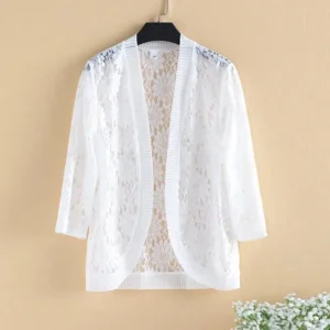 Lace Solid Color Long Sleeve Coat V-neck Fashion Autumn Thin Casual Temperament Cardigan Jackets Sexy Women's Clothing 2023 New