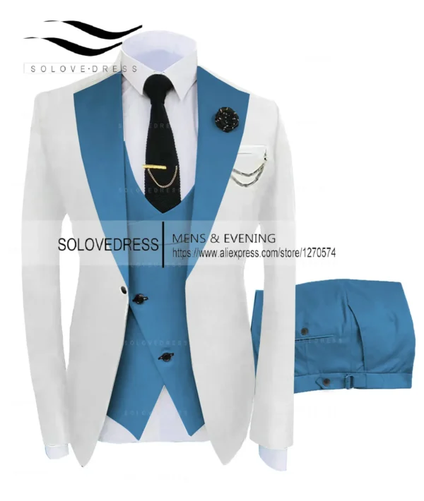 ( Jacket + Vest + Pants )Suits for Mens 2024 Casual Business Suit High-end Social Formal Suit 3 Pcs Set Groom Wedding Men - Image 4