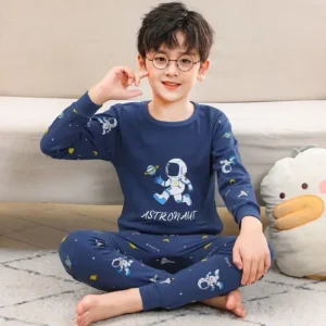 Boys Pajamas Sets 2 to 3 4 5 6 7 8 9 10 11 12 13 Years Cotton Soft Long Sleeve Toddler Boy Pijamas Set Blue Astronaut Pyjamas
