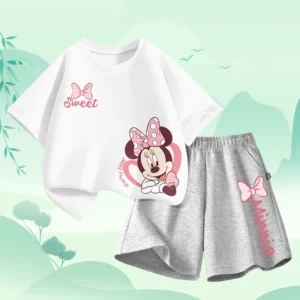 Summer Baby Girl Boy Clothes Set Children Disney Minnie Printing T-shirt and Short Two Pieces Suit Kid Shorts Sleeve Tracksuit - Image 5