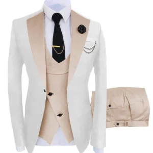 ( Jacket + Vest + Pants )Suits for Mens 2024 Casual Business Suit High-end Social Formal Suit 3 Pcs Set Groom Wedding Men