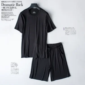 Modal Cotton Pajamas Suit Summer Men's Thin Loose Short-sleeved Shorts Nightwear Male Soft Breathable Homewear Sports Loungewear - Image 3