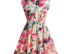Women Summer Mini Dress 2025 Female Boho Chiffon Clothes Sexy Florals Print Dress Pleated Party Clubwear Beach Dress Vestidos