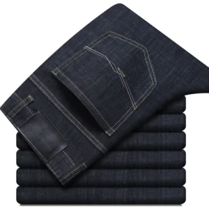 Summer New Elastic Men's Jeans Fashion Comfortable Business Straight Stretch Cotton Casual Denim Pants Brand Male Thin Trousers - Image 4