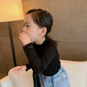 Toddler Baby Girls Long Sleeve Ruffle T Shirt Kids Casual Plain Top Blouse T-Shirt Undershirt - Image 6