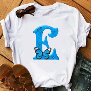26 English Letters Butterfly Print T-shirt Short Sleeve Women Oversized T Shirt Tops Graphic T Shirts Harajuku Harajuku - Image 7