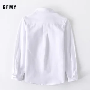 Boys Girls White Shirts for Students Uniform Long Sleeve Cotton Blouse Teenagers School Clothes Formal Wear 4 6 8 10 12 Years - Image 5