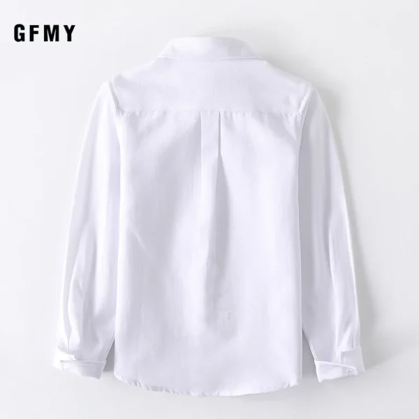 Boys Girls White Shirts for Students Uniform Long Sleeve Cotton Blouse Teenagers School Clothes Formal Wear 4 6 8 10 12 Years - Image 5
