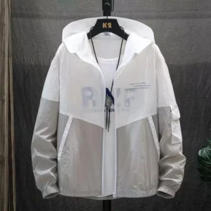 2025 Summer Skin Coats Men Ultra Light UV Sun Protection Big Size Hooded Windbreaker Jacket Men Striped Casual Outwear - Image 3