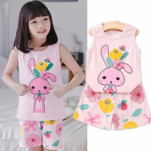 Summer Baby Bunny Vest Clothing Set Children's Sleepwear Kid Pajamas Sets for 1-10Years Girls Pyjamas Pijamas Kids Wear - Image 3