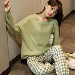 Women's 2-Piece Spring, Autumn And Summer Pajamas Women's Long Sleeve New Korean Version Fashion Casual Ladies Loungewear Set - Image 4