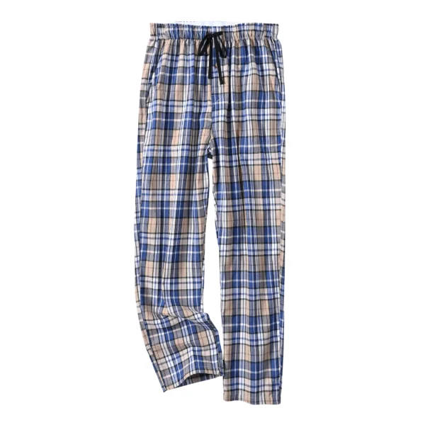 Men's 100% Cotton Plaid Pajama Sleeping Pants, Long Plaid Print Sleepwear Pajama Pants with Elastic Waist Homewear - Image 3