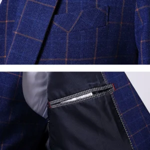 ( Blazer + Pants ) Classic Plaid Men's Casual Business Suit 2 Piece Set High-end Brand Groom Wedding Tuxedo Jacket and Trousers - Image 7