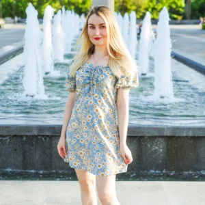 Women Mini Dresses Summer Fashion Female Vestidos Print Floral Chiffon Dresses Shirring Pleated Short Puffy Sleeve Casual Dress - Image 6