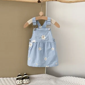 Toddler Infant Girls Denim Dresses Flowers Embroidery Strap Knee-Length Kids' Dresses One-piece 0-3 Years Overall Girl Clothes - Image 6