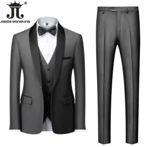 M-6XL Jacket Vest Pants Solid Color Men's Formal Business Office Suit Groom Wedding Dress Party Blazer Waistcoat Trousers Tuxedo - Image 6