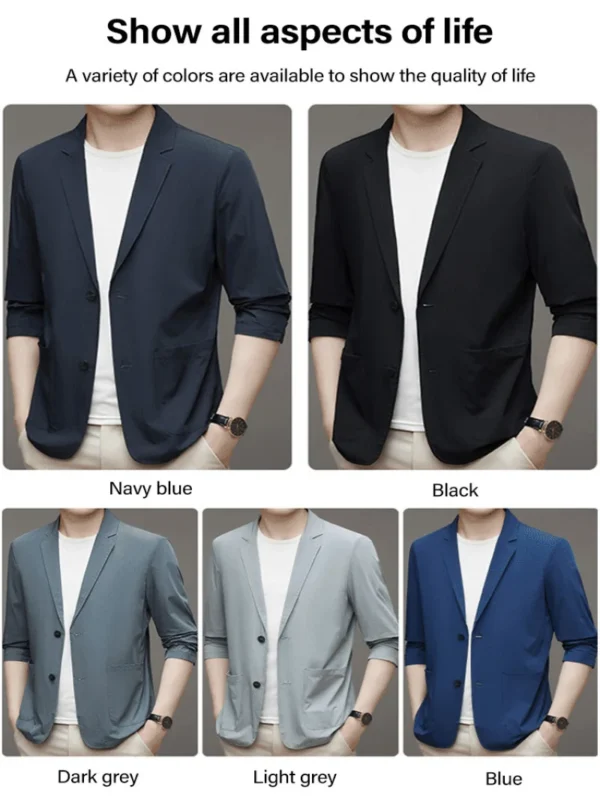 Korean Men's Suit Male Casual Slim Fit Business Jacket Spring Autumn Anti-Wrinkle Versatile Ultra-Thin Breathable High-Elastic - Image 5