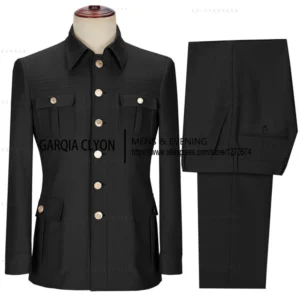 2 Pieces Men's Slim Fit With 4 Real Pocket Single Breasted Suit Formal Suits Groomsmen Wedding Tailored Fit (Blazer+Pants) - Image 6