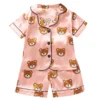 Children's Pajama Set Cartoon Little Bear Girl Ice Silk Satin Top and Pants Set Boys' Pajamas Spring/Summer Baby Set - Image 4