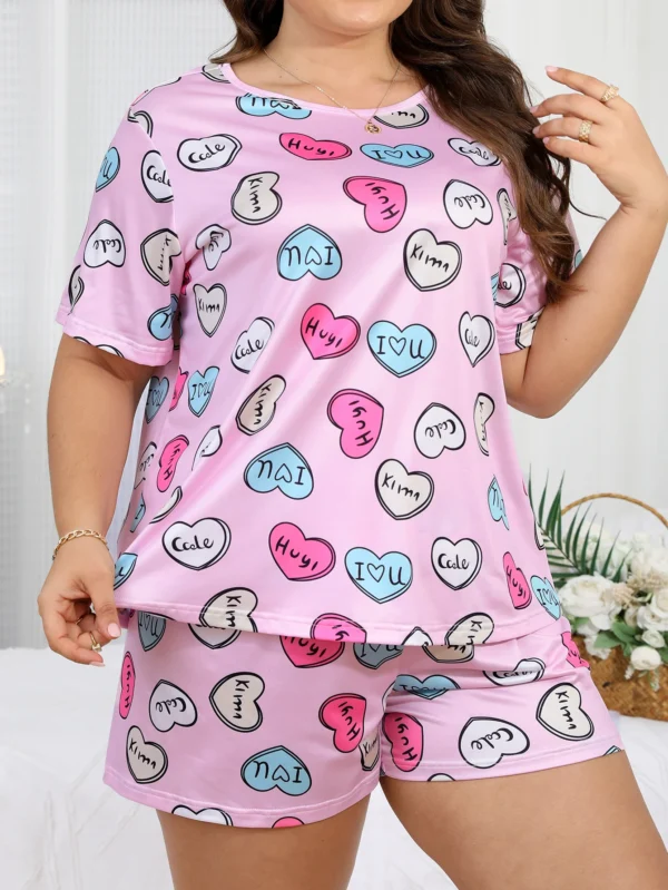 Plus size women's pajamas Plus size short sleeved shorts Loose fitting pajamas Short sleeved short skirt set Home clothing - Image 3