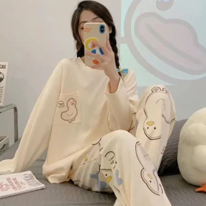 2025 New Spring and Fall Pajamas Women's Models Long-Sleeved Big Yards Thin Section Cartoon Cute Girls Student Pajamas Home Wear - Image 3