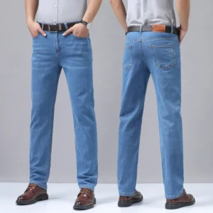 Men's Denim Jeans Thin Summer Straight Business Soft Fashion New High Quality Pants New Arrivals Dropship OL Work Trousers