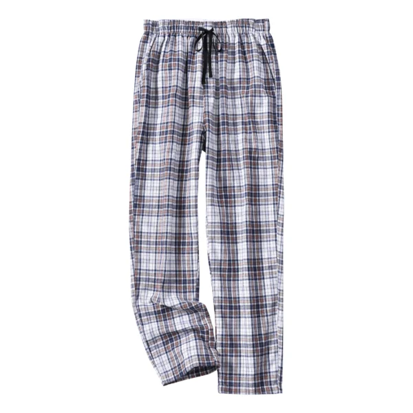 Men's 100% Cotton Plaid Pajama Sleeping Pants, Long Plaid Print Sleepwear Pajama Pants with Elastic Waist Homewear - Image 4
