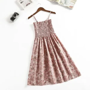 Summer Chiffon Camisole Sleeveless Dress Women Mini Dresses Fashion Elastic Waist Casual Spaghetti Strap Dresses Vestidos Girls - Image 3
