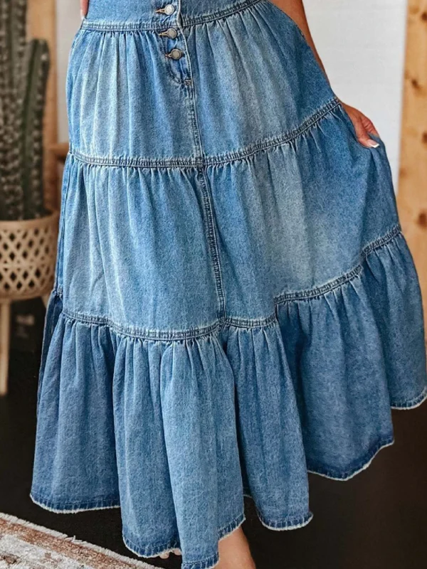 Women's Denim Skirt Boho Elegant Large Hem A-line Casual Fashion Skirts 2024 Spring Summer New Y2k Clothes Streetwear Skirt - Image 7