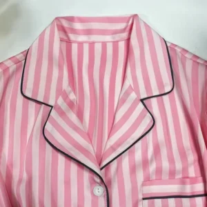 High-grade Striped Short-sleeved Pajamas for Women Summer Wear Thin Lapel Home Clothes Pajamas Set for Women Nightwear Nightie - Image 5
