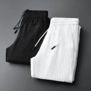 2 Piece Blazers Set For Men Suit Jacket And Trousers Thin Tracksuit Spring Autumn Summer Pleated Casual Suits Pants Plus Size - Image 6