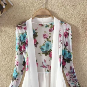 2024 Women Long Chiffon Blouse Shirts Female Cardigan Sunscreen Shirts Floral Printed Ladies Blouses Jackets 5 Colors - Image 3