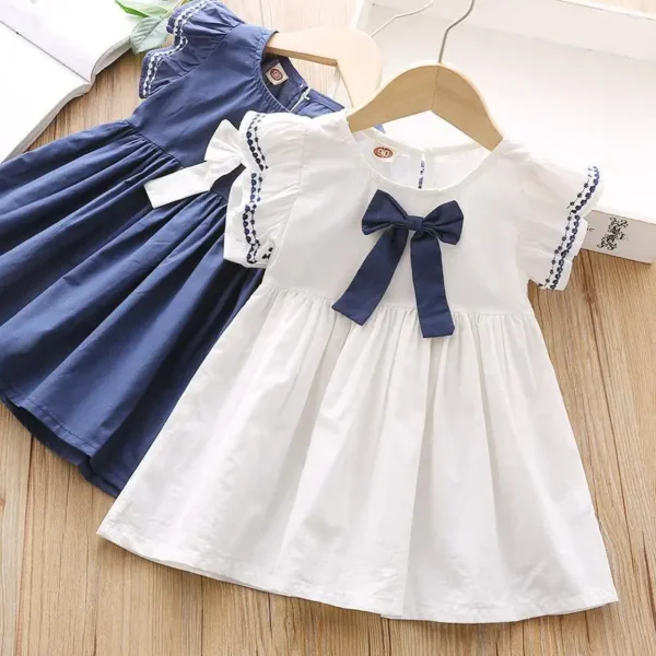 Girls Dress Flying Sleeve Summer Children Princess Dresses Kids Clothes Cotton Big Bow Dress Kids Dresses for Girls - Image 3