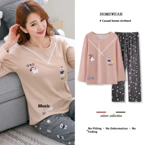 Spring and Autumn Ladies New Pajamas Homewear Suit Women Long-Sleeved Christmas Suit Cartoon Less Ladies Pajamas Homewear - Image 4