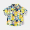 Children's Clothing Boys Short Sleeves Shirt Summer Beach Leaves Dinosaur Printed Blouse Hawaiian Aloha Top Shirts for 2-8y Kids - Image 4