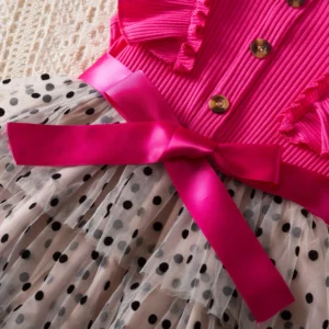 2024 New Summer Dress for Girls 2 to 6 Years Children Polka-Dots Cute Kid's Birthday Princess Dress Elegant Wedding Party Dress - Image 4