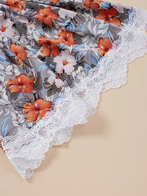 Girls summer floral print dress, lace decoration, cool suspender design - Image 5