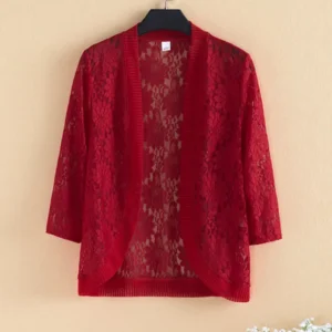 Lace Solid Color Long Sleeve Coat V-neck Fashion Autumn Thin Casual Temperament Cardigan Jackets Sexy Women's Clothing 2023 New - Image 5